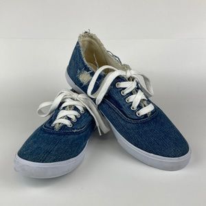 Sam Edelman Women’s Calla Distressed Denim Lace Up Sneakers sz 8